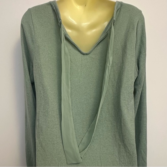 LC Lauren Conrad Sage Green Long Sleeve Crewneck Eyelash Lace Hem Sweater - Picture 4 of 8